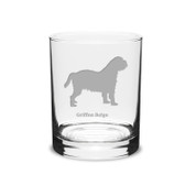 Griffon Beige Deep Etched 14 oz Classic Double Old Fashion Glass