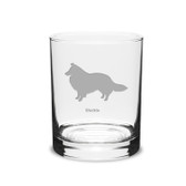 Sheltie Deep Etched 14 oz Classic Double Old Fashion Glass