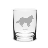 Samoyed Deep Etched 14 oz Classic Double Old Fashion Glass