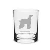 Afghan Greyhound Deep Etched 14 oz Classic Double Old Fashion Glass