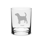Beagle Deep Etched 14 oz Classic Double Old Fashion Glass