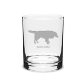Border Collie Deep Etched 14 oz Classic Double Old Fashion Glass