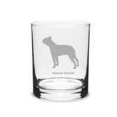 Boston Terrier Deep Etched 14 oz Classic Double Old Fashion Glass