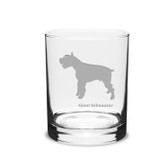 Giant Schnauzer Deep Etched 14 oz Classic Double Old Fashion Glass