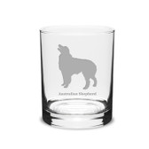 Australian Shepherd Deep Etched 14 oz Classic Double Old Fashion Glass