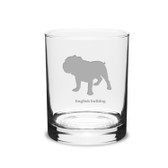 English Bulldog Deep Etched 14 oz Classic Double Old Fashion Glass