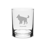 Toy Poodle Deep Etched 14 oz Classic Double Old Fashion Glass