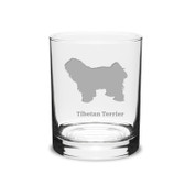 Tibetan Terrier Deep Etched 14 oz Classic Double Old Fashion Glass