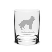Miniature Poodle Deep Etched 14 oz Classic Double Old Fashion Glass