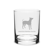 American Hairless Terrier Deep Etched 14 oz Classic Double Old Fashion Glass