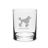 Standard Poodle Deep Etched 14 oz Classic Double Old Fashion Glass