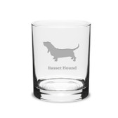 Basset Hound Deep Etched 14 oz Classic Double Old Fashion Glass