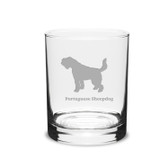 Portuguese Sheepdog Deep Etched 14 oz Classic Double Old Fashion Glass
