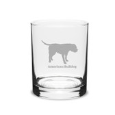 American Bulldog Deep Etched 14 oz Classic Double Old Fashion Glass