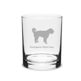 Portuguese Water Dog Deep Etched 14 oz Classic Double Old Fashion Glass