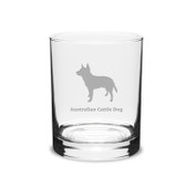 Australian Cattle Dog Deep Etched 14 oz Classic Double Old Fashion Glass