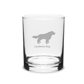 Landseer Dog Deep Etched 14 oz Classic Double Old Fashion Glass