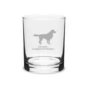 German Longhaired Pointer Deep Etched 14 oz Classic Double Old Fashion Glass