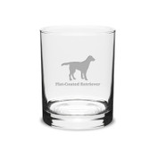 Flat-Coated Retriever Deep Etched 14 oz Classic Double Old Fashion Glass