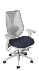ergoCentric tCentric Hybrid Chair with Mesh Backrest Synchro Glide, Grey Frame & Midnight Cushioned Seat