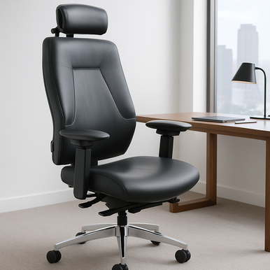 The  ergoCentric eCentric High Back Executive Chair with Headrest comes in leather, fabric with wide range of color options