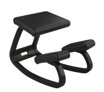 Varier Kneel Chair, Black Leather Seat/Wood Pendulum