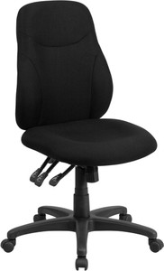 Armless Black Fabric Office Chair with Lumbar Support Back 