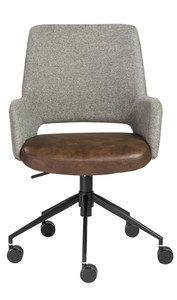 Desi Office Chair in Vintage Style Distressed Soft Leatherette (Light Brown)