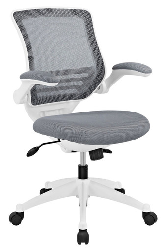 Edge Gray & White Tilt Lock Desk Chair with Flip Arms