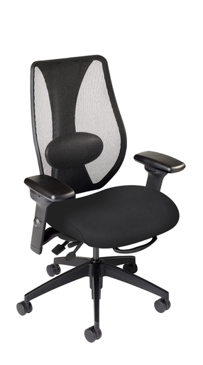 tCentric Hybrid with Mesh Backrest and Upholstered Seat, Midnight Black Frame, Onyx