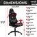 TS51 Black GG Series Techni Sport PC Gaming Chair  Dimensions