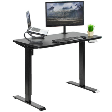 Espresso 43 x 24 inch Table Top & Black Electric Height Adjustable Standing Desk Frame 