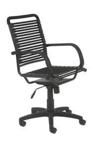 Euro Style 02570BLK Bungie Flat High Back Office Chair in Black with Graphite Black Frame and Black Base