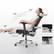 Ergonomic chair reclining to 135 degrees with full-body support.