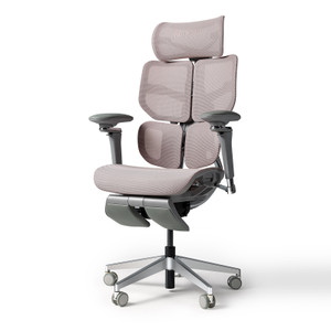 Hinomi X2 Pro ergonomic mesh chair in pink, side view with footrest.