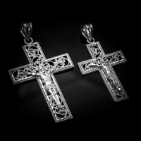 Sterling Silver Filigree Crucifix Cross DC Pendant (S/L)