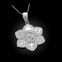 Sterling Silver Lotus of Peace CZ Pendant Necklace