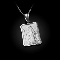 Sterling Silver Virgin Mary Miraculous Satin DC Pendant Necklace