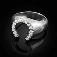 Silver horseshoe ring for men.