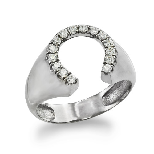 Silver horseshoe ring for men.