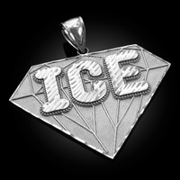 Sterling Silver ICE Bling Diamond-shape Hip-Hop Pendant