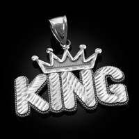 Sterling Silver Crown King Mens Hip-Hop DC Pendant