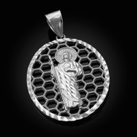 Sterling Silver Saint Jude Oval DC Honeycomb Pendant