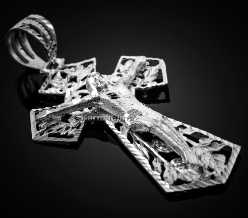 XL Crucifix Cross Pendant in 925 Sterling Silver