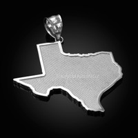 Sterling Silver Mens Large Texas State Map Pendant
