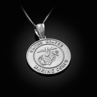 Sterling Silver US Marine Corps Coin Pendant Necklace