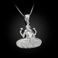 Sterling Silver Lakshmi God Hindu Pendant Necklace