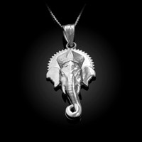 Sterling Silver Hindu Elephant God Ganesha Pendant Necklace
