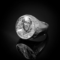 Sterling Silver Benjamin Franklin Mens Signet Ring
