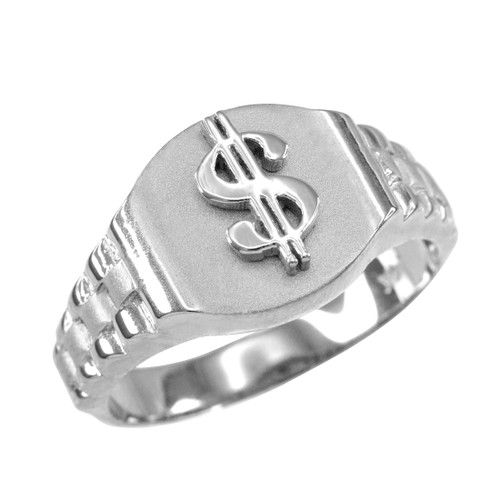 Silver Dollar Sign Ring